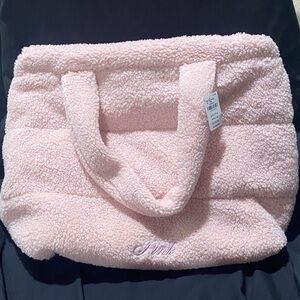 PINK Victoria's Secret Light Pink Sherpa Tote